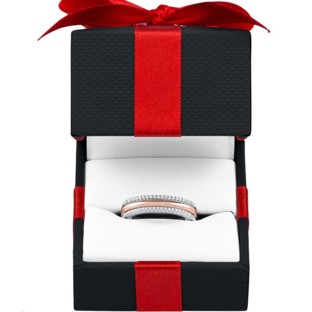Genuine Diamond 14K Rose Gold Sterling Silver Ring